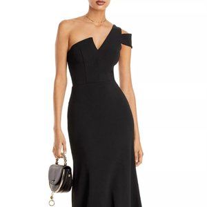 Aqua One-Shoulder Ruffled Gown